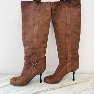 Christian Dior Camel Leather Knee-High Boots Size 36 1/2